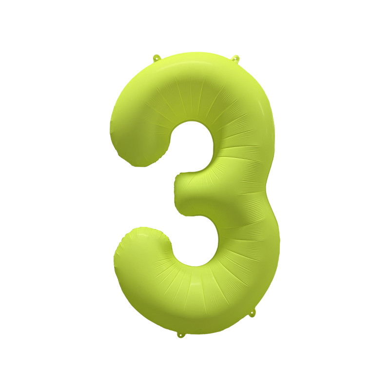 Ballon Chiffre Métallique Géant Jaune Fluo N° 3 Ballon Chiffre Métallique Géant Jaune Fluo N° 3