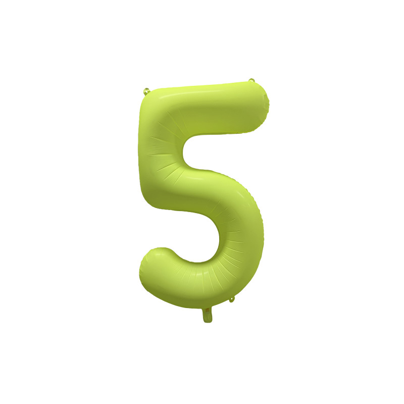 Ballon Chiffre Métallique Géant Jaune Fluo N° 5