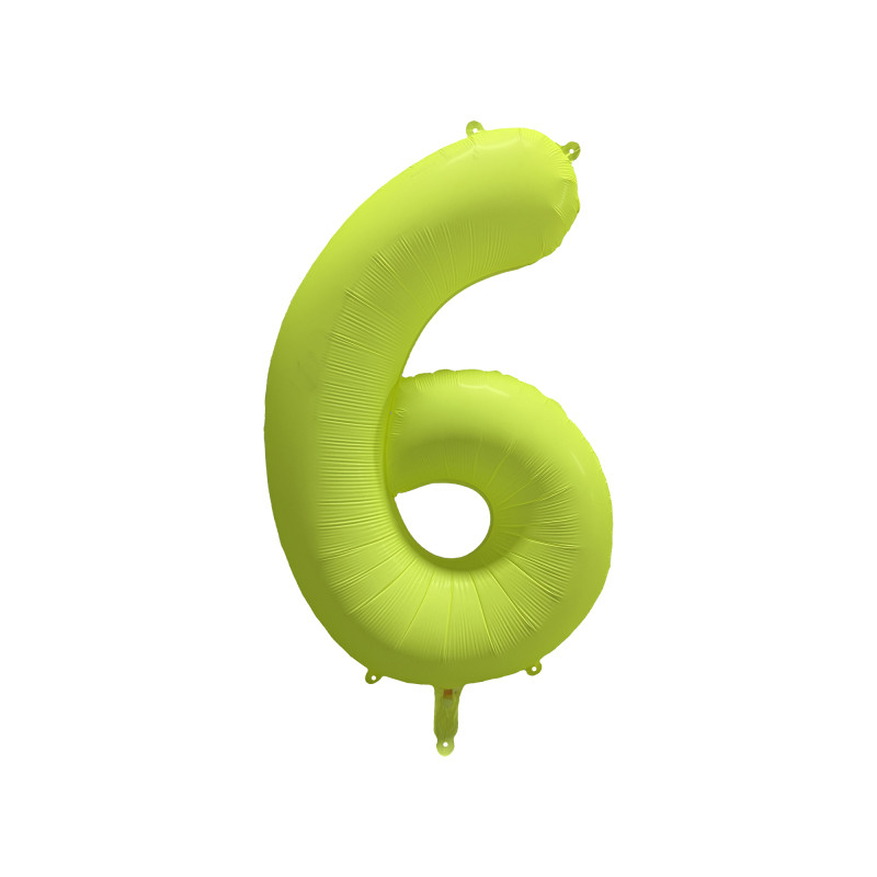 Ballon Chiffre Métallique Géant Jaune Fluo N° 6 Ballon Chiffre Métallique Géant Jaune Fluo N° 6