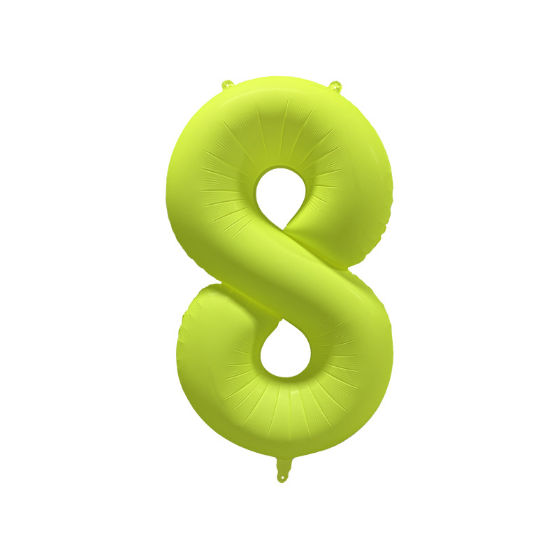 Ballon Chiffre Métallique Géant Jaune Fluo N° 8