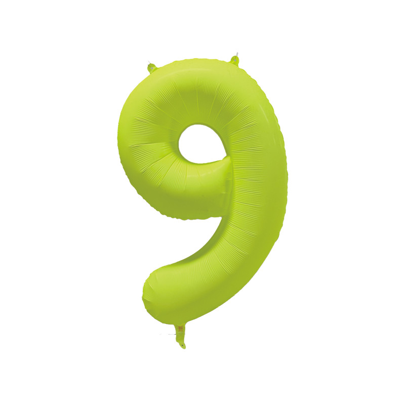 Ballon Chiffre Métallique Géant Jaune Fluo N° 9