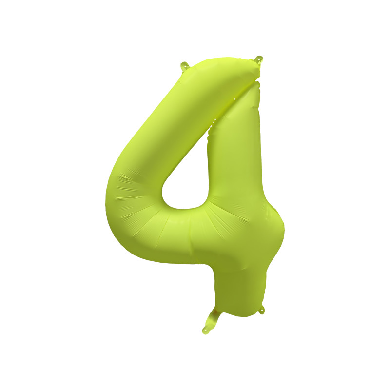 Ballon Chiffre Métallique Géant Jaune Fluo N° 4