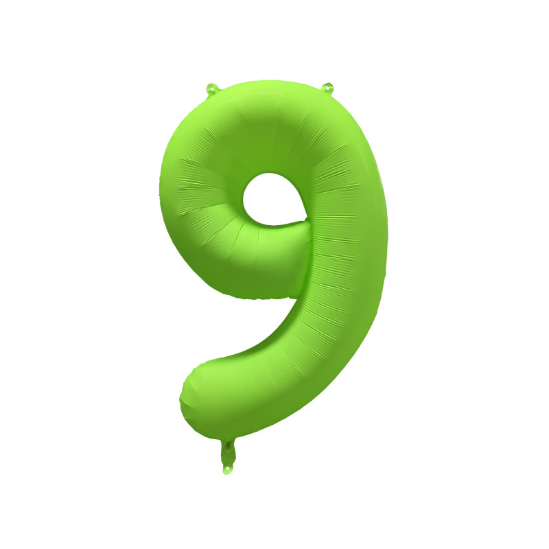 Ballon Chiffre Métallique Géant Vert Fluo N° 9