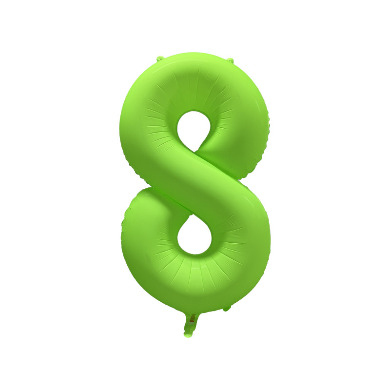 Ballon Chiffre Métallique Géant Vert Fluo N° 8 Ballon Chiffre Métallique Géant Vert Fluo N° 8