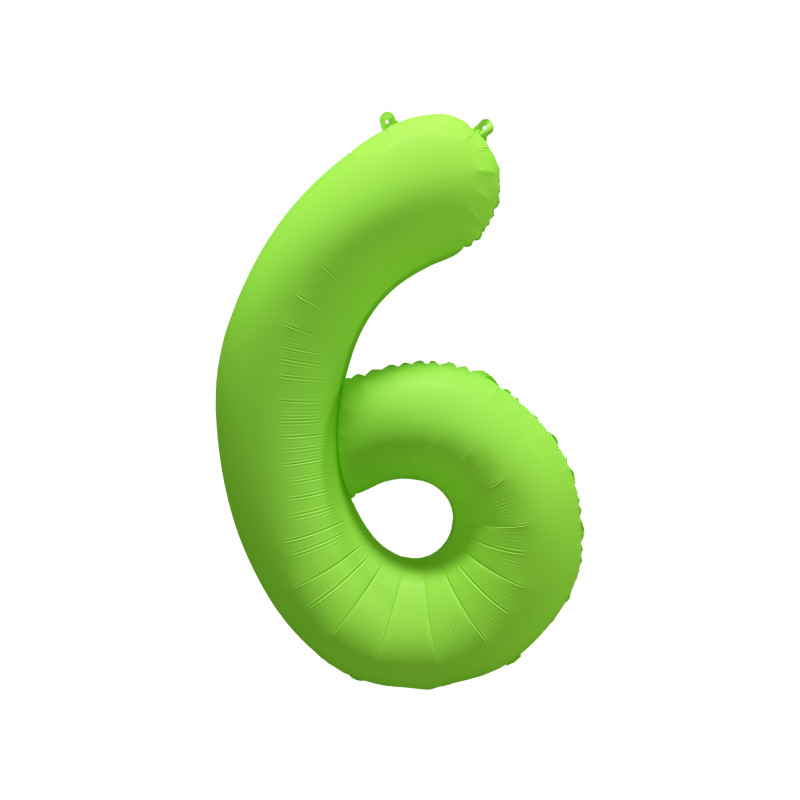 Ballon Chiffre Métallique Géant Vert Fluo N° 6 Ballon Chiffre Métallique Géant Vert Fluo N° 6