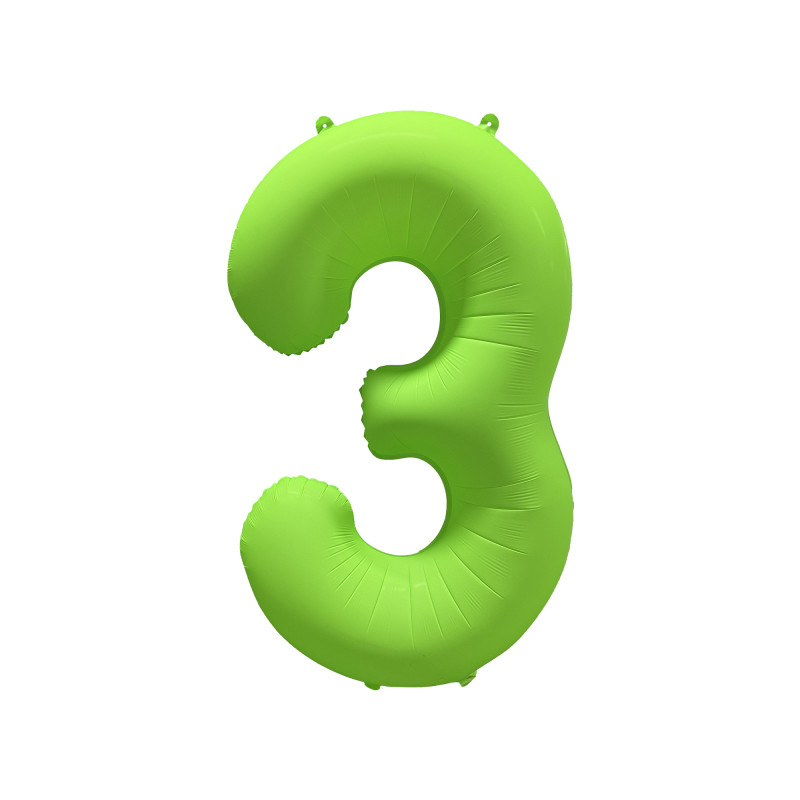 Ballon Chiffre Métallique Géant Vert Fluo N° 3 Ballon Chiffre Métallique Géant Vert Fluo N° 3