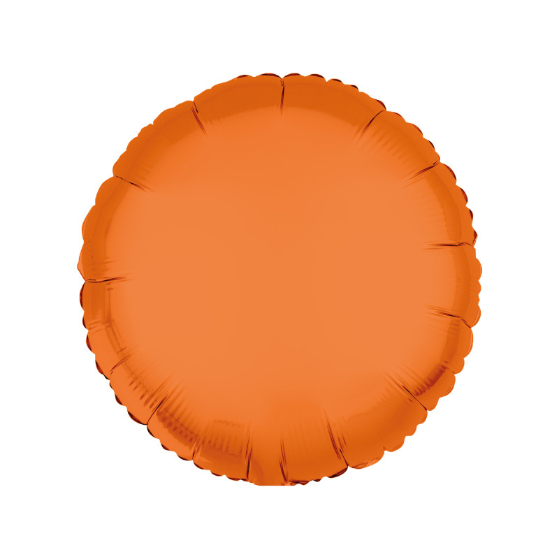 Ballon Métallique Rond Orange Fluo 43cm