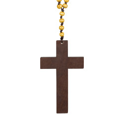 Collier Croix Chapelet en Bois