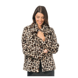 Veste Effet Fourrure Imprimé Leopard Femme