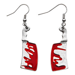 Boucles d'Oreilles Halloween Hachoir Ensanglantés