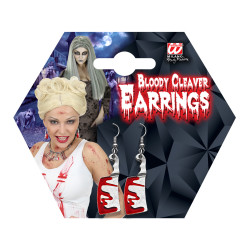 Boucles d'Oreilles Halloween Hachoir Ensanglantés