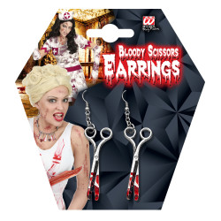 Boucles d'Oreilles Halloween Ciseaux Ensanglantés