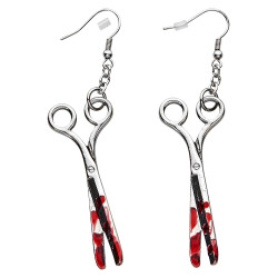 Boucles d'Oreilles Halloween Ciseaux Ensanglantés