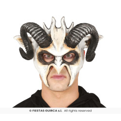 Demi-Masque Démon Blanc Avec Cornes