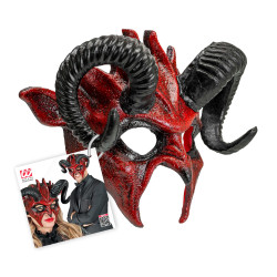 Demi-Masque Démon Rouge Avec Cornes