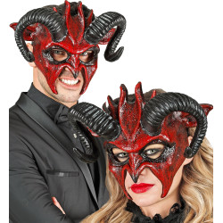 Demi-Masque Démon Rouge Avec Cornes