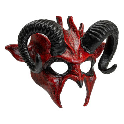 Demi-Masque Démon Rouge Avec Cornes