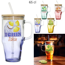 Mug Miami en Verre Avec Paille 650ml