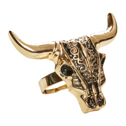Bague En Métal Crâne De Buffalo Dorée