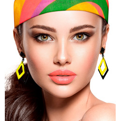 Boucles D'Oreilles Losanges Noir Et Jaunes