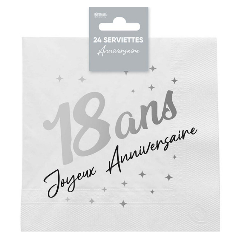 Serviette en Papier Joyeux Anniversaire 18 Ans Serviette en Papier Joyeux Anniversaire 18 Ans