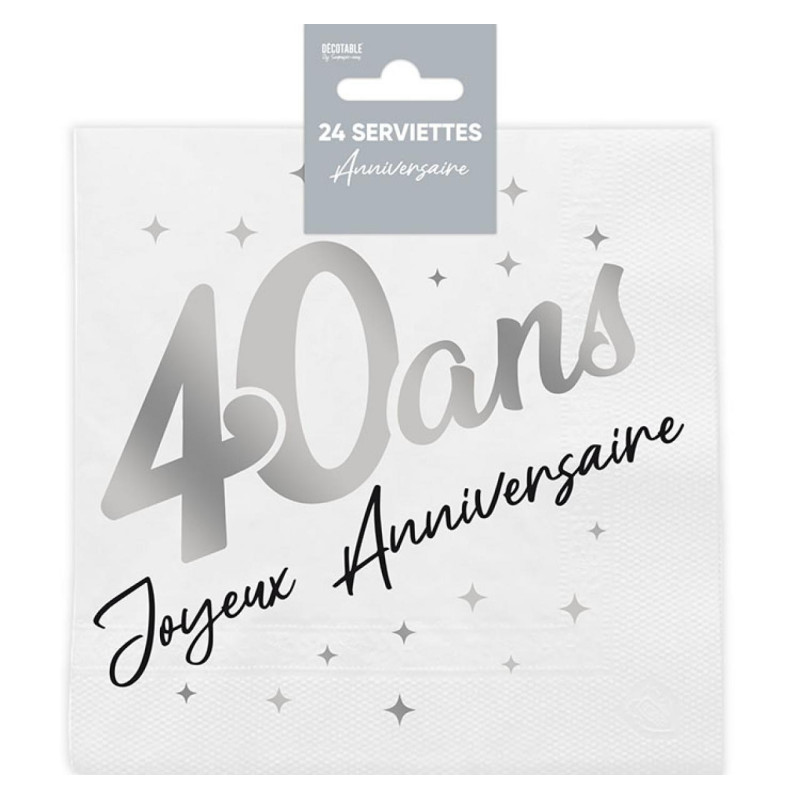 Serviette en Papier Joyeux Anniversaire 40 Ans