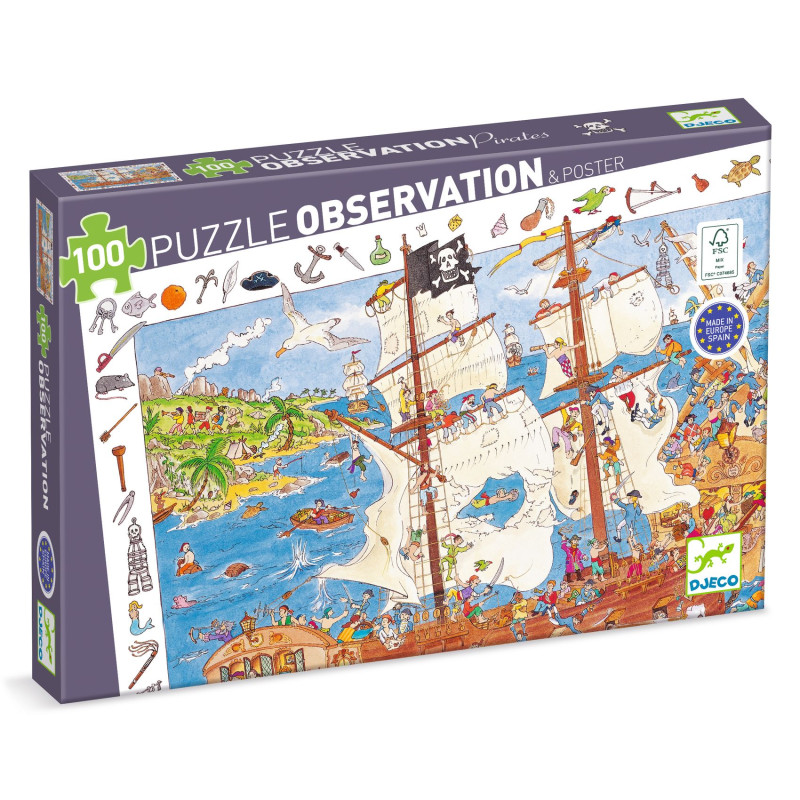Puzzle d'Observation Les Pirates 100 Pièces - Djeco