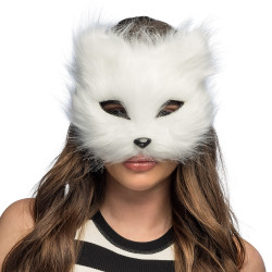 Demi Masque Peluche Chat Blanc