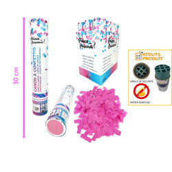 Canon à Confettis Annonce Bébé Rose 30cm