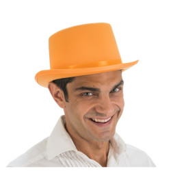 Chapeau Haut de Forme Satin Orange