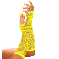 Gants Longs Résille Jaune Fluo