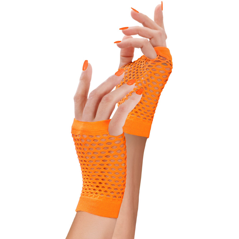 Gants Courts Résille Orange Fluo