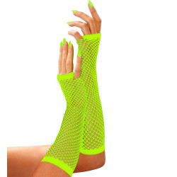 Gants Longs Résille Vert Fluo