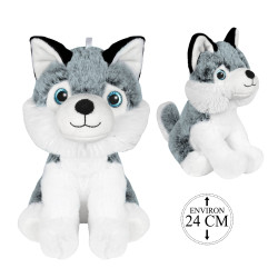 Peluche Chien Husky Assis 24cm
