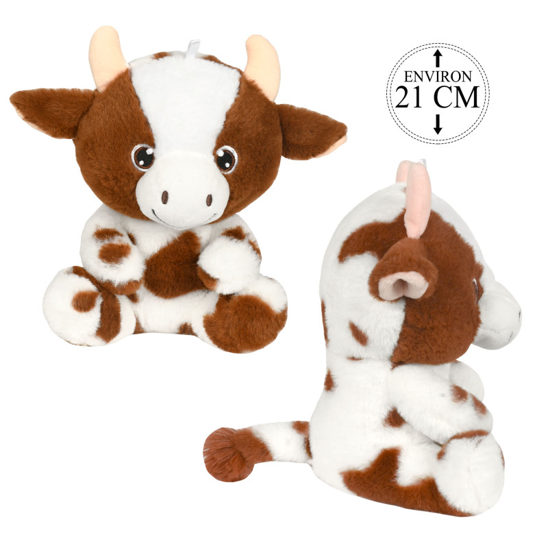 Peluche Vache Assise Marron 21cm