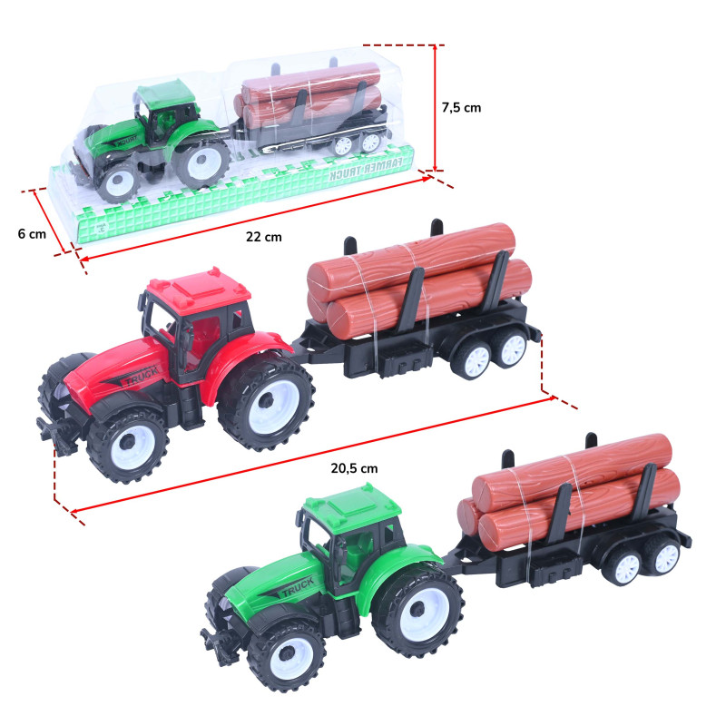 Tracteur Avec Remorque et Bois 21cm
