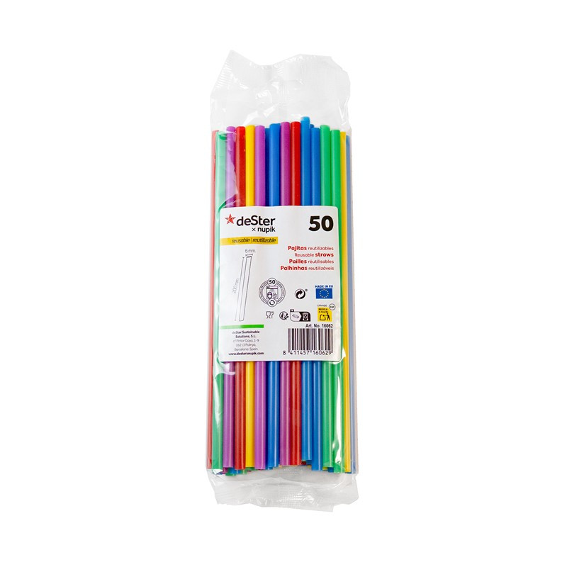 Pailles De Couleurs Plastique Réutilisables, 50 pièces
