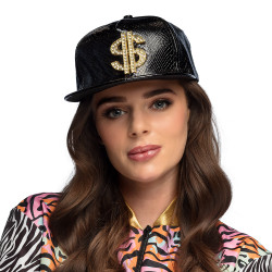 Casquette Dollars Noir Imitation Peau Serpent