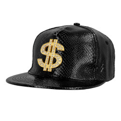 Casquette Dollars Noir Imitation Peau Serpent