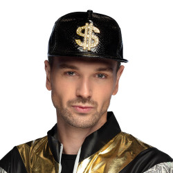 Casquette Dollars Noir Imitation Peau Serpent