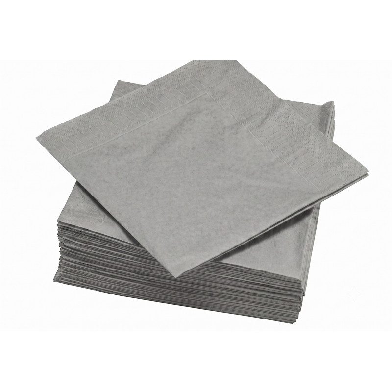 Serviette En Papier Unie Gris 100 Pièces