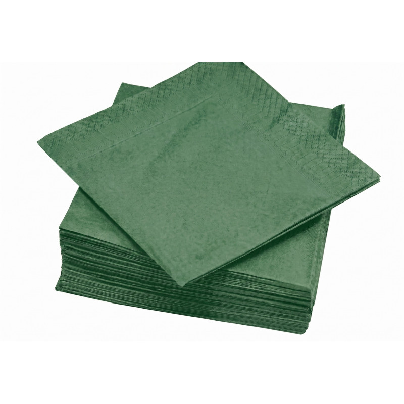 Serviette en Papier Unie Vert Sapin 100 Pièces