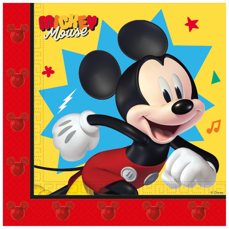 Serviettes En Papier Anniversaire Mickey - 20 Pièces