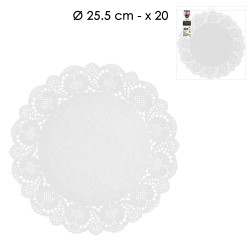 Napperons en Papier Blanc 26,5cm 20 Pièces