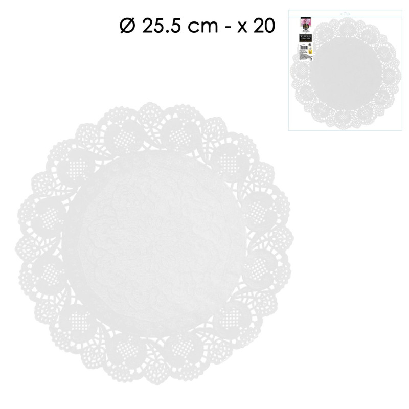 Napperons en Papier Blanc 26,5cm 20 Pièces