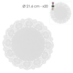 Napperons en Papier Blanc 21,5cm 20 Pièces