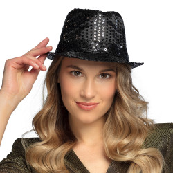 Chapeau Borsalino Paillettes Sequins Noir