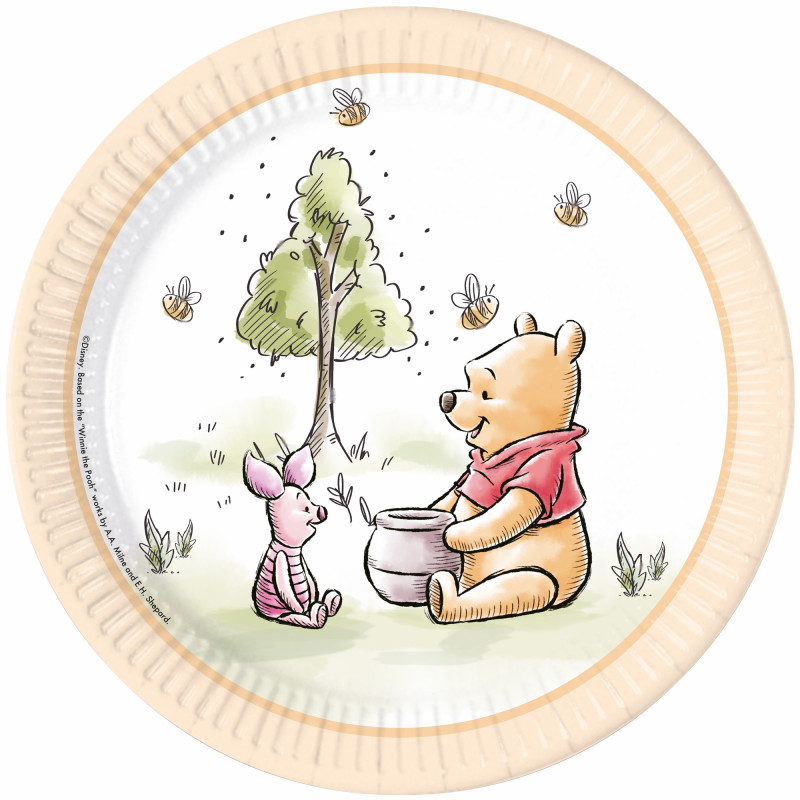 Assiettes En Carton Anniversaire Winnie The Pooh - 8 Pièces