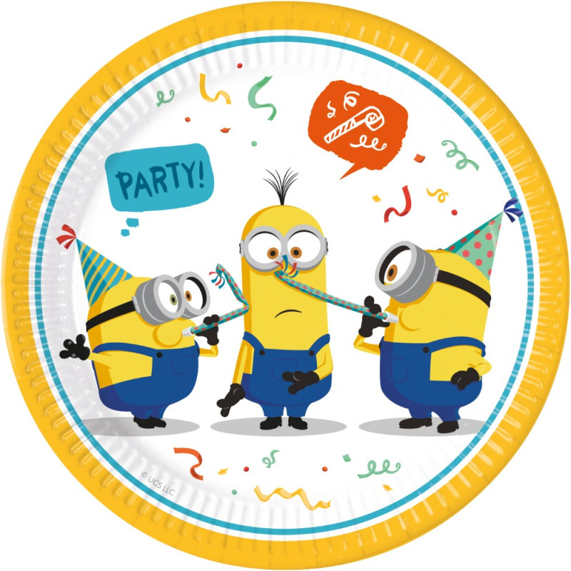 Assiettes En Carton Anniversaire Minions - 8 Pièces