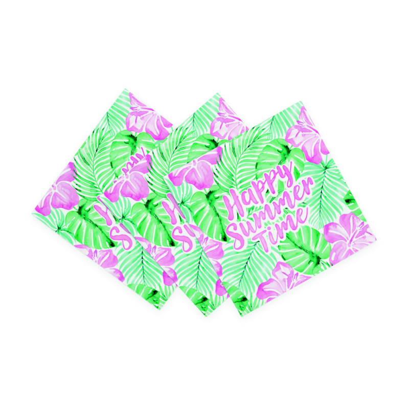 Serviettes En Papier Tropical Happy Summer Time - 20 Pièces